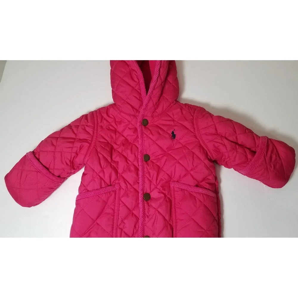 Ralph Lauren Bunting Quilted Insulated Hooded One-piece‎ Snowsuit sz 3M Flaw
